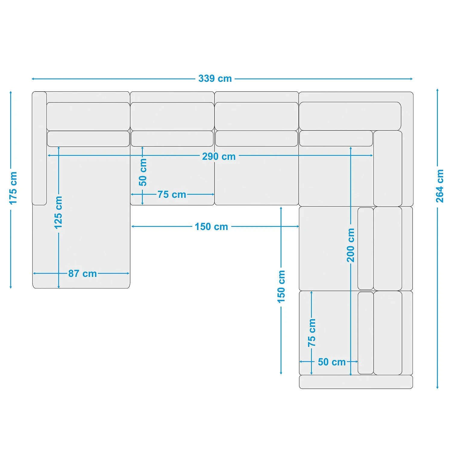 Fredriks Wohnlandschaft Garlin - Webstoff - Webstoff Sogol: Grau - Longchair davorstehend links / Ottomane rechts 12 Fredriks Wohnlandschaft Garlin - Webstoff - Webstoff Sogol: Grau - Longchair davorstehend links / Ottomane rechts – Bild 12