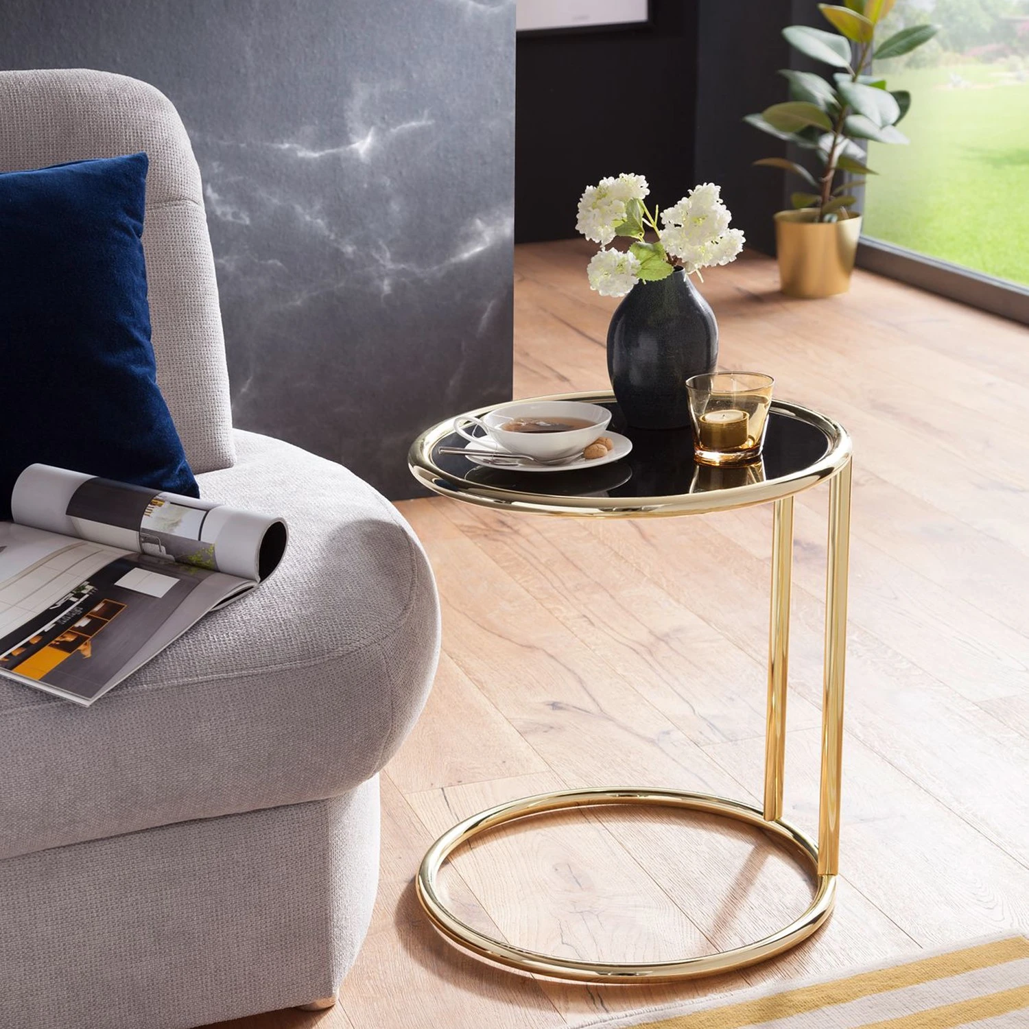 Red Living Beistelltisch Loubers - Glas / Metall - Schwarz / Gold 2 Red Living Beistelltisch Loubers - Glas / Metall - Schwarz / Gold – Bild 2