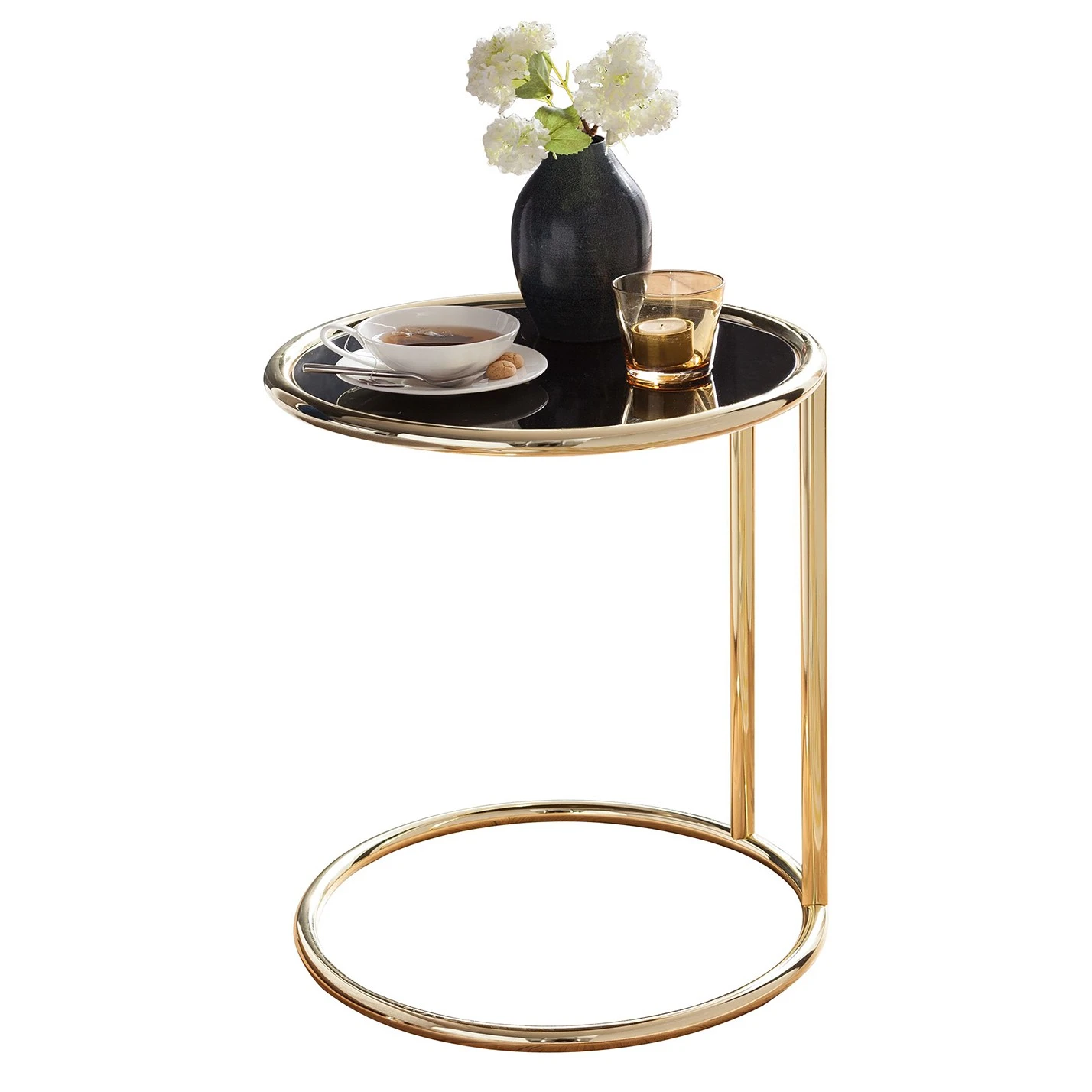 Red Living Beistelltisch Loubers - Glas / Metall - Schwarz / Gold 4 Red Living Beistelltisch Loubers - Glas / Metall - Schwarz / Gold – Bild 4
