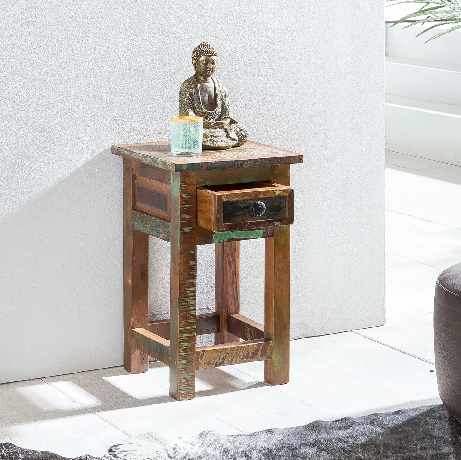 Naturoo Beistelltisch Loubille - Mango massiv - Mango / Blau 3 Naturoo Beistelltisch Loubille - Mango massiv - Mango / Blau – Bild 3