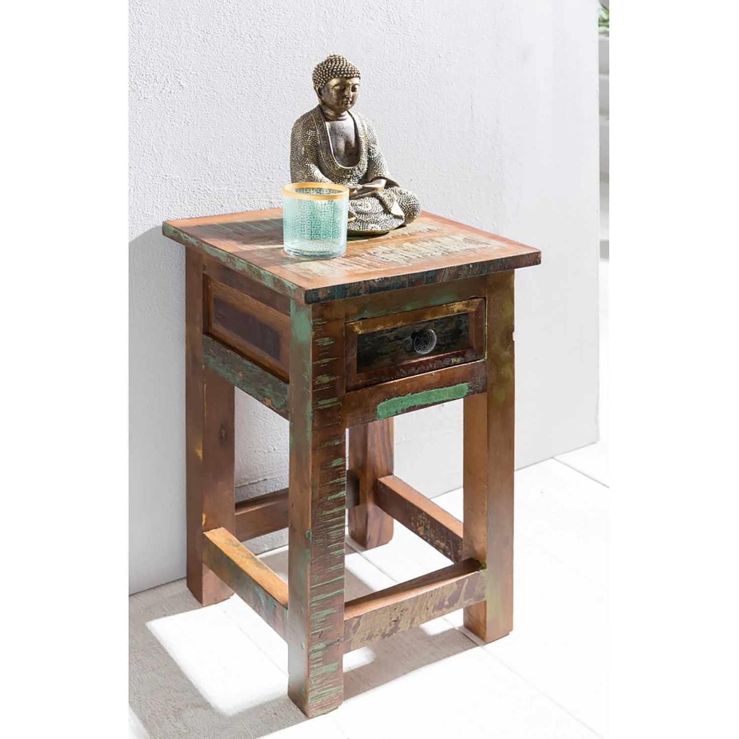 Naturoo Beistelltisch Loubille - Mango massiv - Mango / Blau 4 Naturoo Beistelltisch Loubille - Mango massiv - Mango / Blau – Bild 4