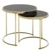 Red Living Beistelltisch Messery (2er-Set) - Glas / Metall - Schwarz / Gold
