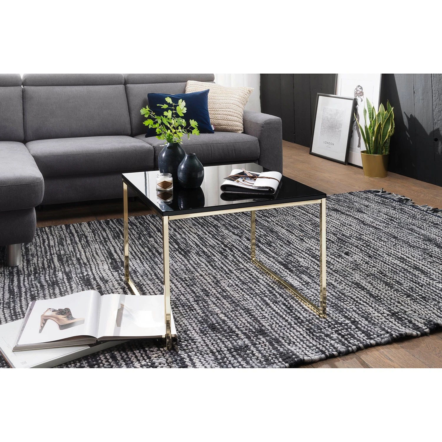 Red Living Couchtisch Lormont I - Schwarz / Gold 2 Red Living Couchtisch Lormont I - Schwarz / Gold – Bild 2