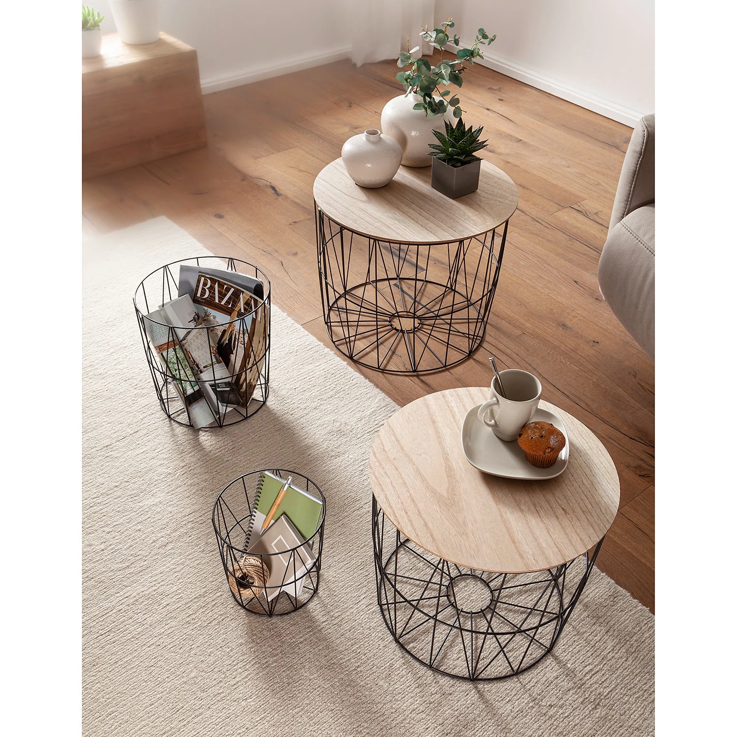 Norrwood Beistelltisch Veranne I (4er-Set) - Eiche Dekor / Schwarz 3 Norrwood Beistelltisch Veranne I (4er-Set) - Eiche Dekor / Schwarz – Bild 3