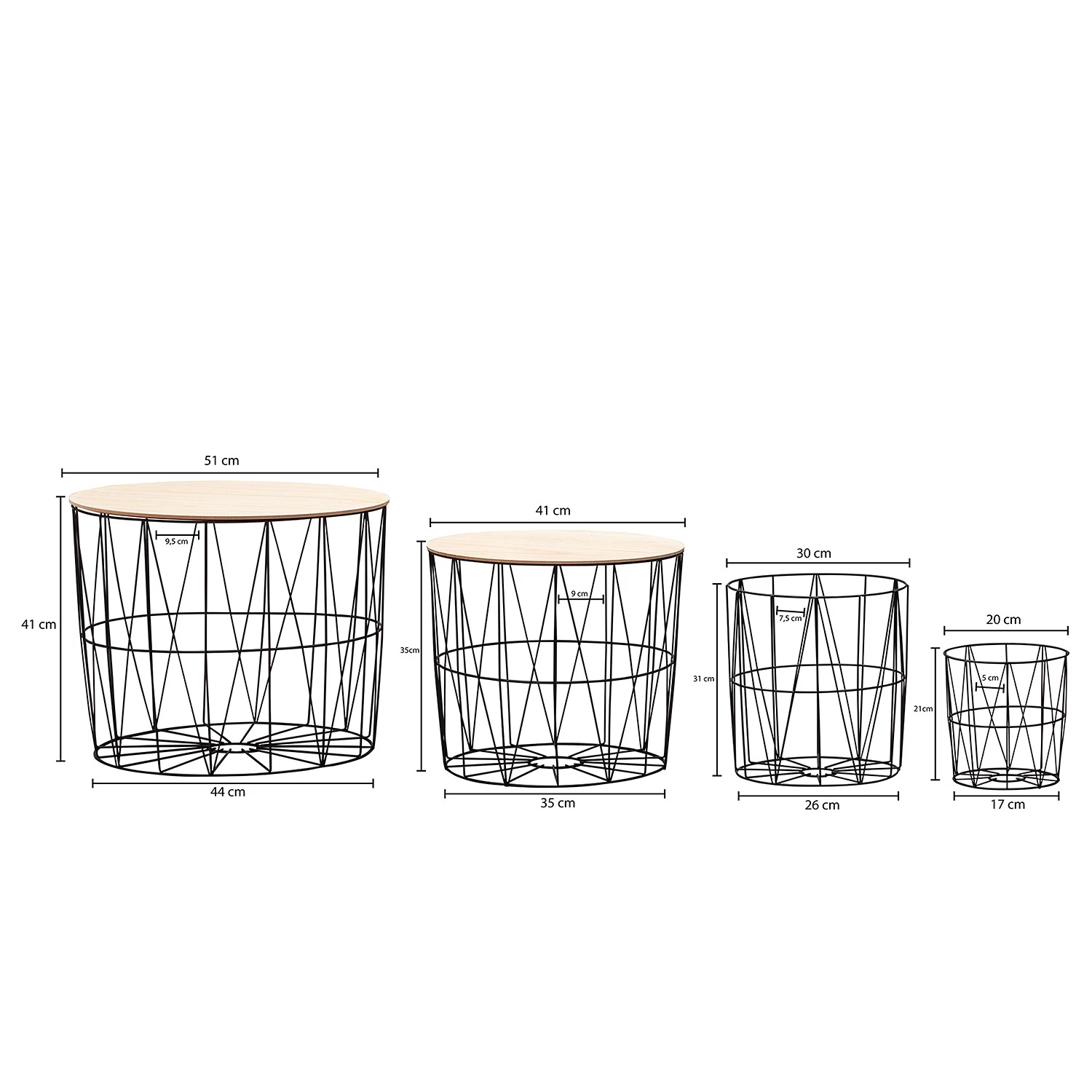 Norrwood Beistelltisch Veranne I (4er-Set) - Eiche Dekor / Schwarz 5 Norrwood Beistelltisch Veranne I (4er-Set) - Eiche Dekor / Schwarz – Bild 5