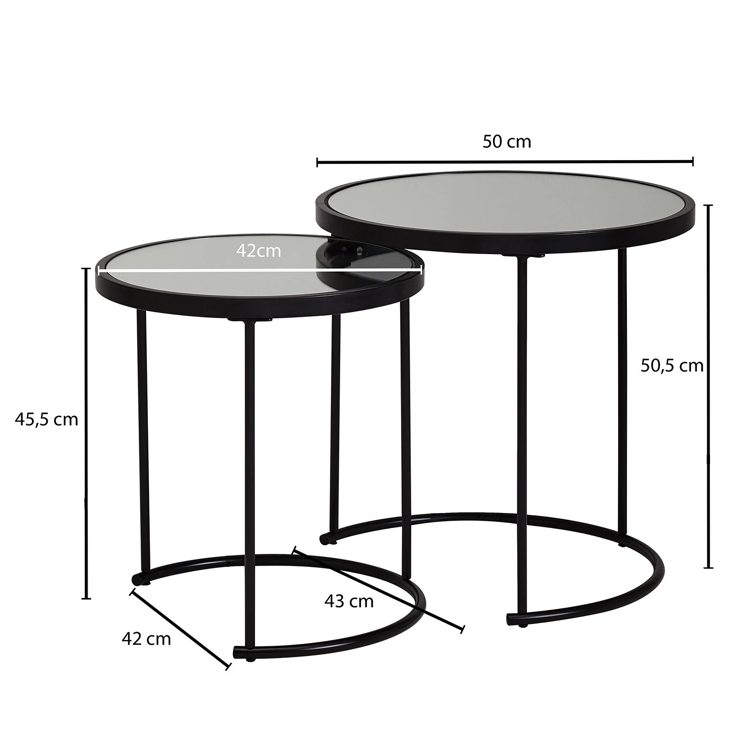Loftscape Beistelltisch Menglon - Glas / Metall - Schwarz 5 Loftscape Beistelltisch Menglon - Glas / Metall - Schwarz – Bild 5
