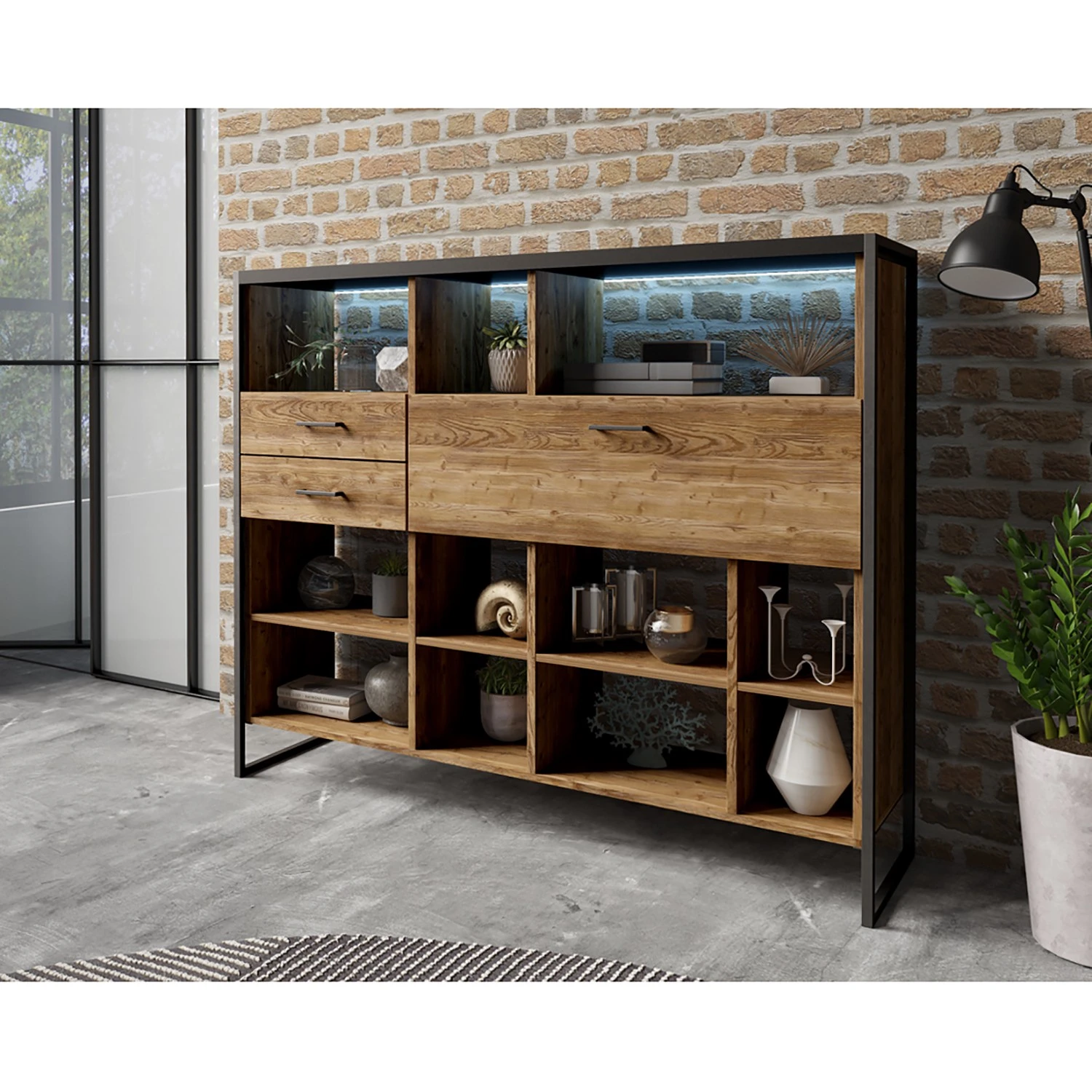 Red Living Regal Turriers III - Fichte Dekor / Matt Schwarz 2 Red Living Regal Turriers III - Fichte Dekor / Matt Schwarz – Bild 2