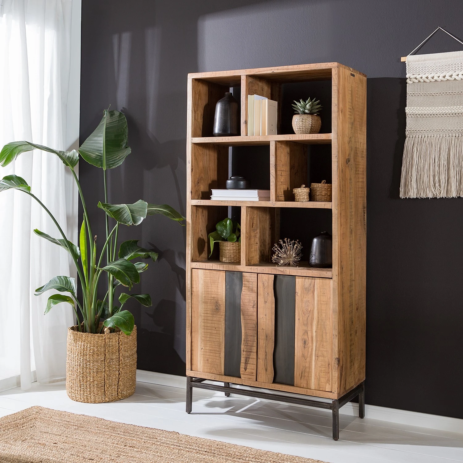 Ars manufacti Büroregal Domme - Akazie massiv / Eisen - Akazie / Anthrazit 2 Ars manufacti Büroregal Domme - Akazie massiv / Eisen - Akazie / Anthrazit – Bild 2