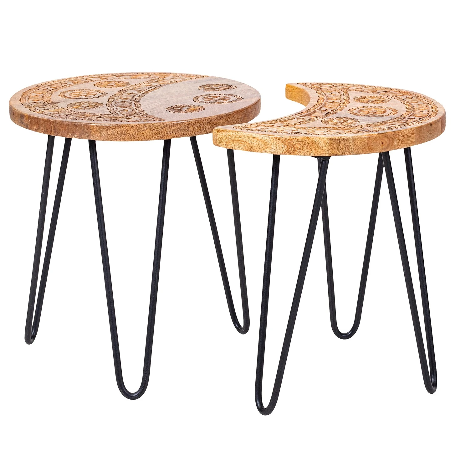 Naturoo Beistelltisch Vignats (2-teilig) - Mango massiv / Metall - Mango / Schwarz 1 Naturoo Beistelltisch Vignats (2-teilig) - Mango massiv / Metall - Mango / Schwarz