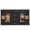 Loftscape Sideboard Belloc - Inkl. Beleuchtung - Matt Schwarz / Eiche Dekor
