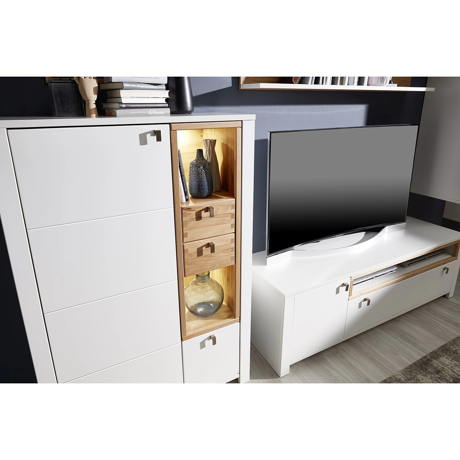 Loftscape Highboard Cordelle I - Inkl. Beleuchtung - Matt Weiß / Wildbuche 5 Loftscape Highboard Cordelle I - Inkl. Beleuchtung - Matt Weiß / Wildbuche – Bild 5