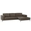 Fredriks Ecksofa Valmorel - Webstoff - Microfaser Knarik: Cappuccino - Longchair davorstehend rechts - Ohne Hocker