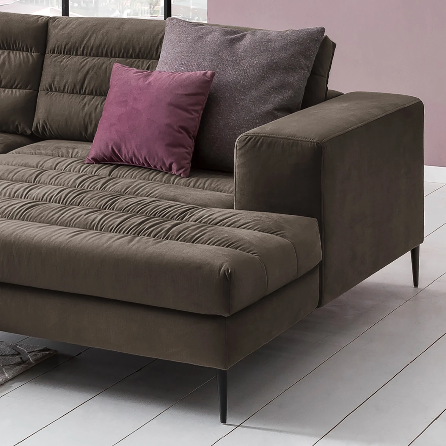 Fredriks Ecksofa Valmorel - Webstoff - Microfaser Knarik: Cappuccino - Longchair davorstehend rechts - Ohne Hocker 7 Fredriks Ecksofa Valmorel - Webstoff - Microfaser Knarik: Cappuccino - Longchair davorstehend rechts - Ohne Hocker – Bild 7