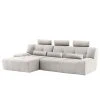Fredriks Ecksofa Valleres - Webstoff - Webstoff Nila: Hellgrau - Longchair davorstehend links - Ohne Hocker