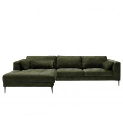 Mørteens Ecksofa Gaillon - Microfaser - Microfaser Cori: Dunkelgrün - Longchair davorstehend links