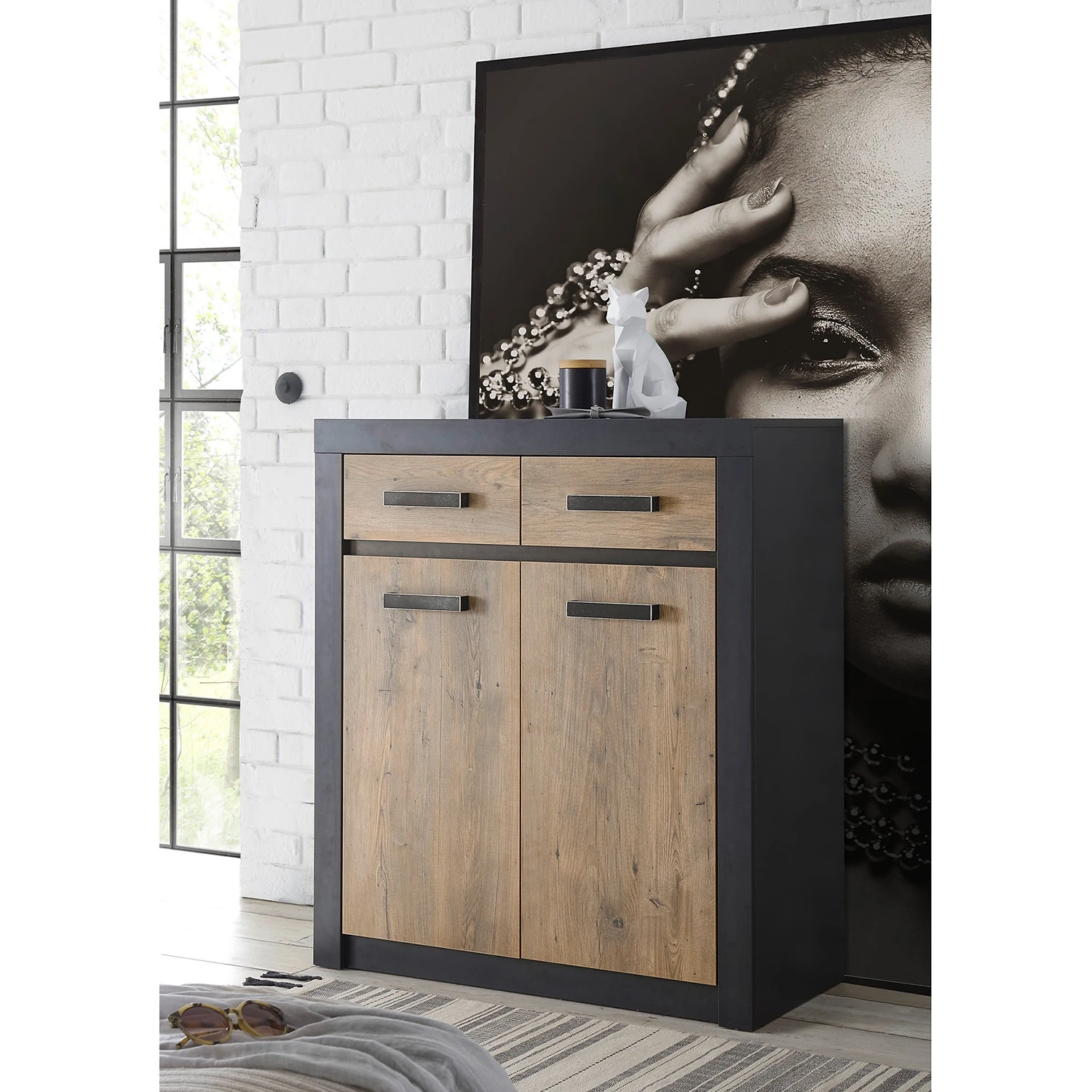 Red Living Kommode Bozel II - Kastanie Dekor / Grau 2 Red Living Kommode Bozel II - Kastanie Dekor / Grau – Bild 2