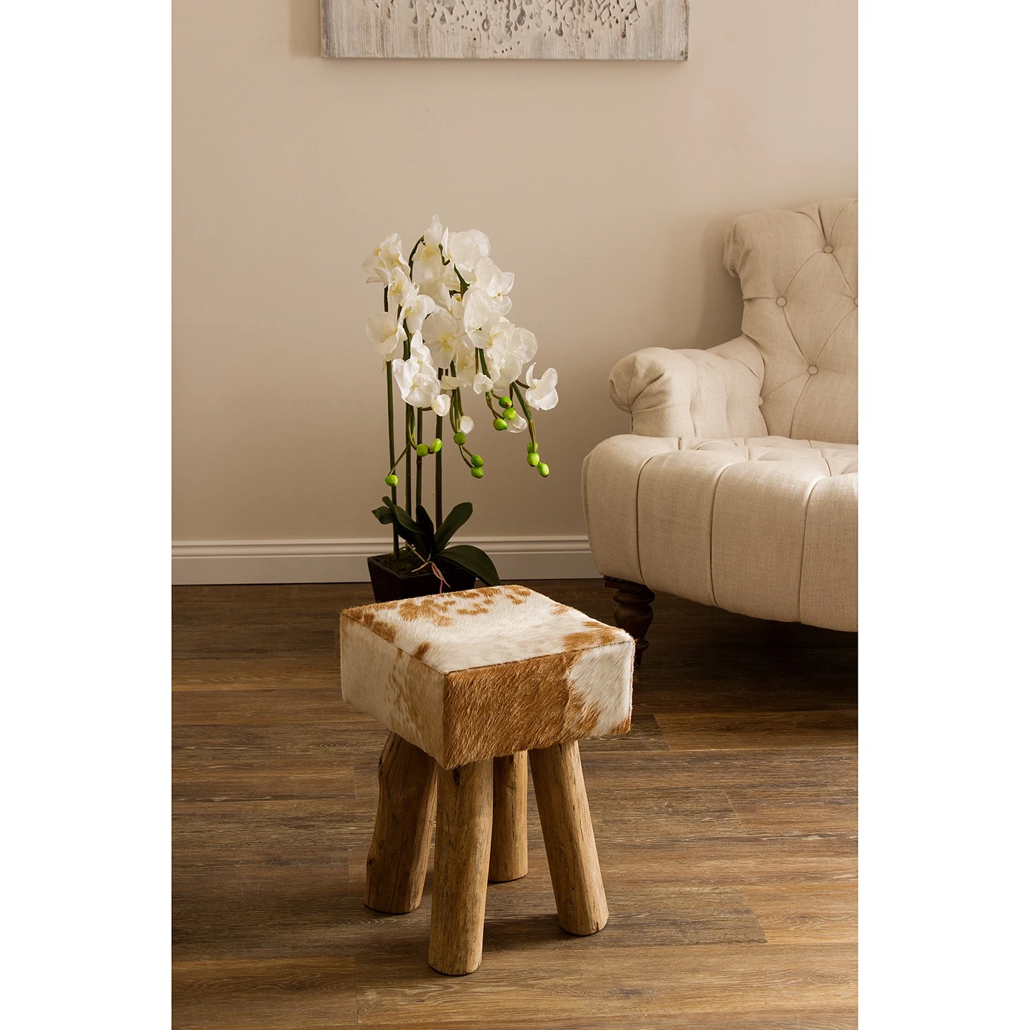 My Flair Fellhocker Buoux I - Kuhfell / Tanne massiv 2 My Flair Fellhocker Buoux I - Kuhfell / Tanne massiv – Bild 2