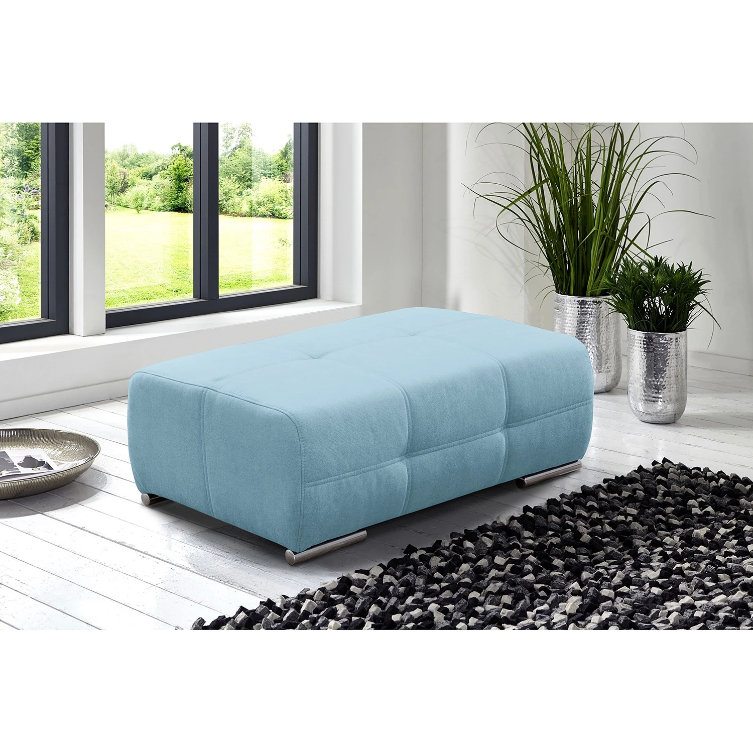 Loftscape Polsterhocker Beutin - Flachgewebe - Flachgewebe Olea: Hellblau 2 Loftscape Polsterhocker Beutin - Flachgewebe - Flachgewebe Olea: Hellblau – Bild 2