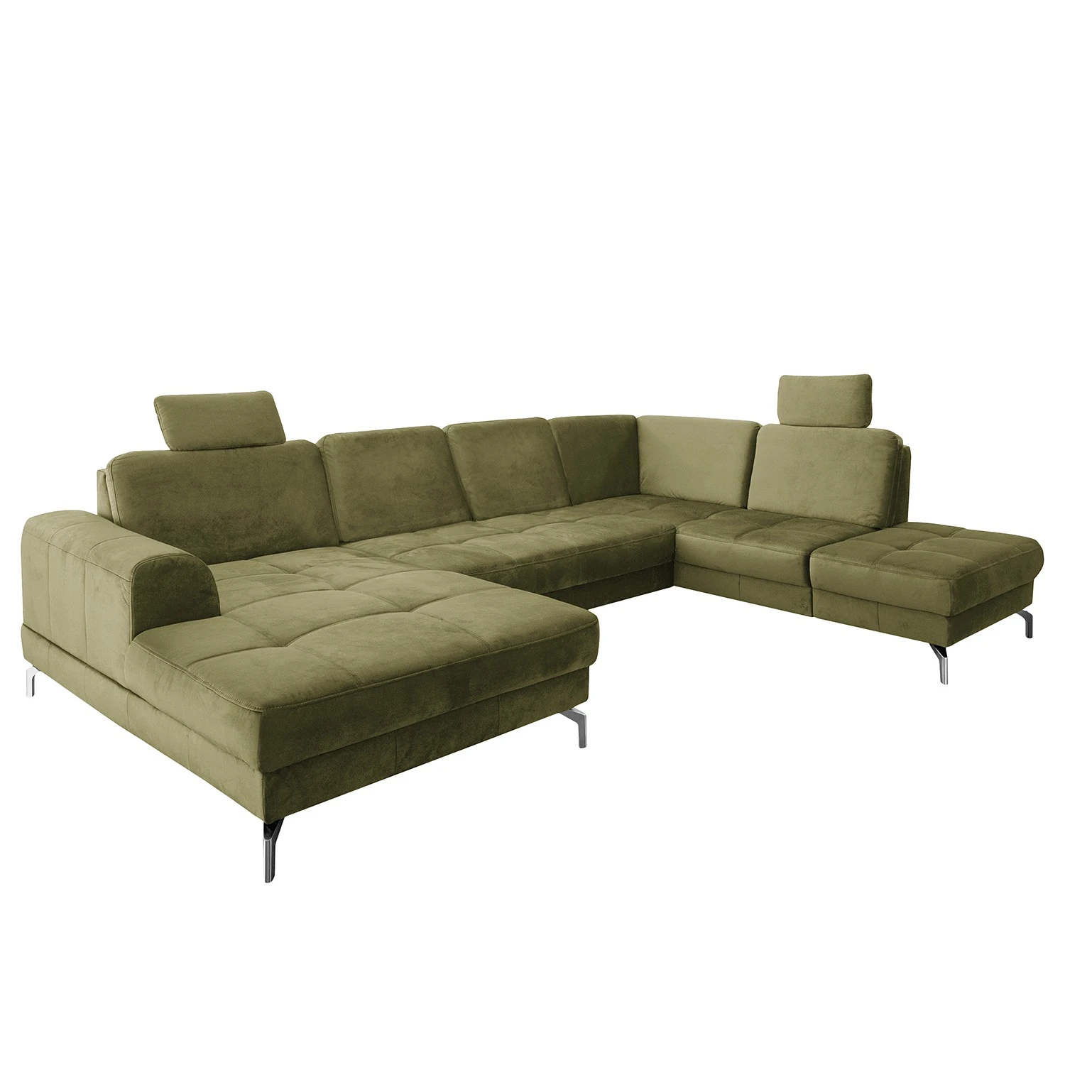 Loftscape Wohnlandschaft Lascaux - Samt - Samt Ravi: Olivgrün - Longchair davorstehend links / Ottomane rechts 1 Loftscape Wohnlandschaft Lascaux - Samt - Samt Ravi: Olivgrün - Longchair davorstehend links / Ottomane rechts