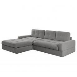 Fredriks Ecksofa Montfort - Chenille - Chenille Alix: Grau - Breite: 263 cm - Longchair davorstehend links