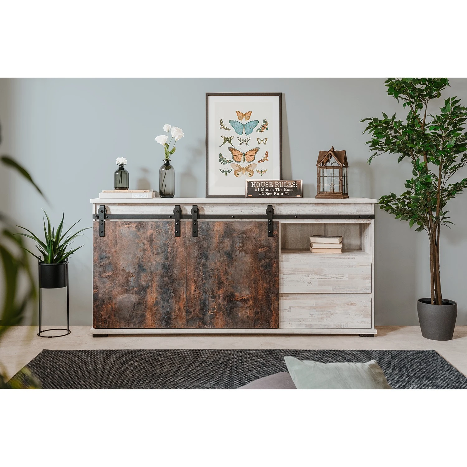 Maison Belfort Sideboard Janze II - Kiefer Weiß Dekor / Vintage Braun 2 Maison Belfort Sideboard Janze II - Kiefer Weiß Dekor / Vintage Braun – Bild 2