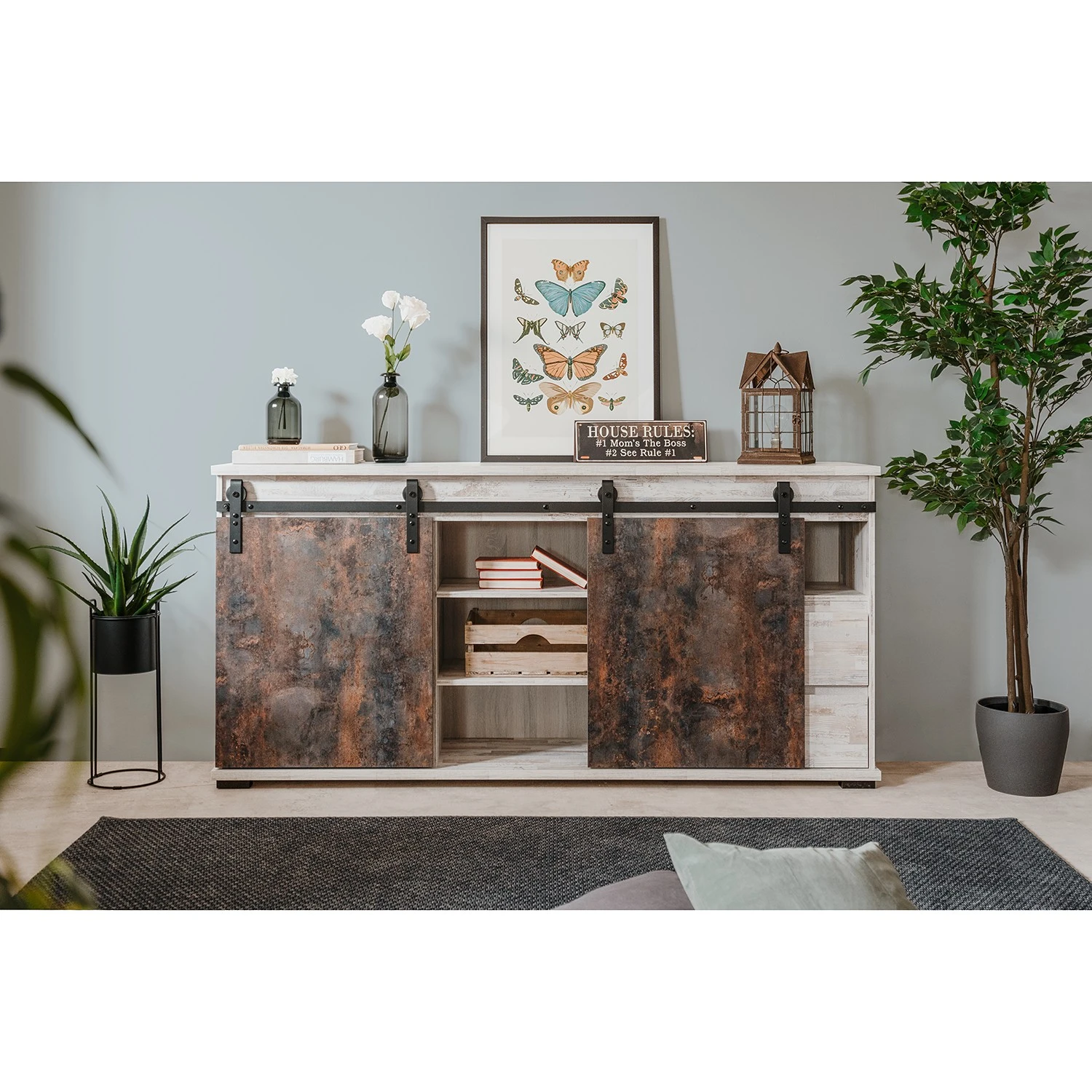 Maison Belfort Sideboard Janze II - Kiefer Weiß Dekor / Vintage Braun 3 Maison Belfort Sideboard Janze II - Kiefer Weiß Dekor / Vintage Braun – Bild 3