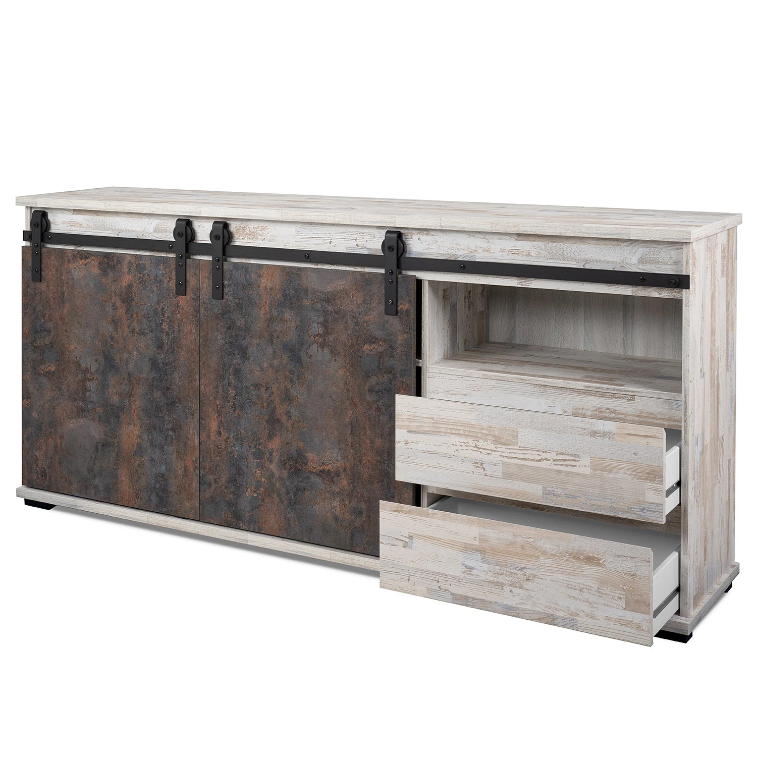 Maison Belfort Sideboard Janze II - Kiefer Weiß Dekor / Vintage Braun 6 Maison Belfort Sideboard Janze II - Kiefer Weiß Dekor / Vintage Braun – Bild 6