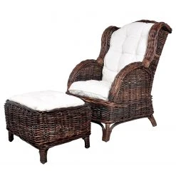 Ars Natura Fußhocker Bedous - Webstoff / Rattan -Wohnzimmermöbel boutique en ligne 1000255340 220513 030 DETAILS P000000001000255340