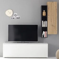 Loftscape Wohnwand Booster I (3-teilig) - Weiß / Eiche Dekor