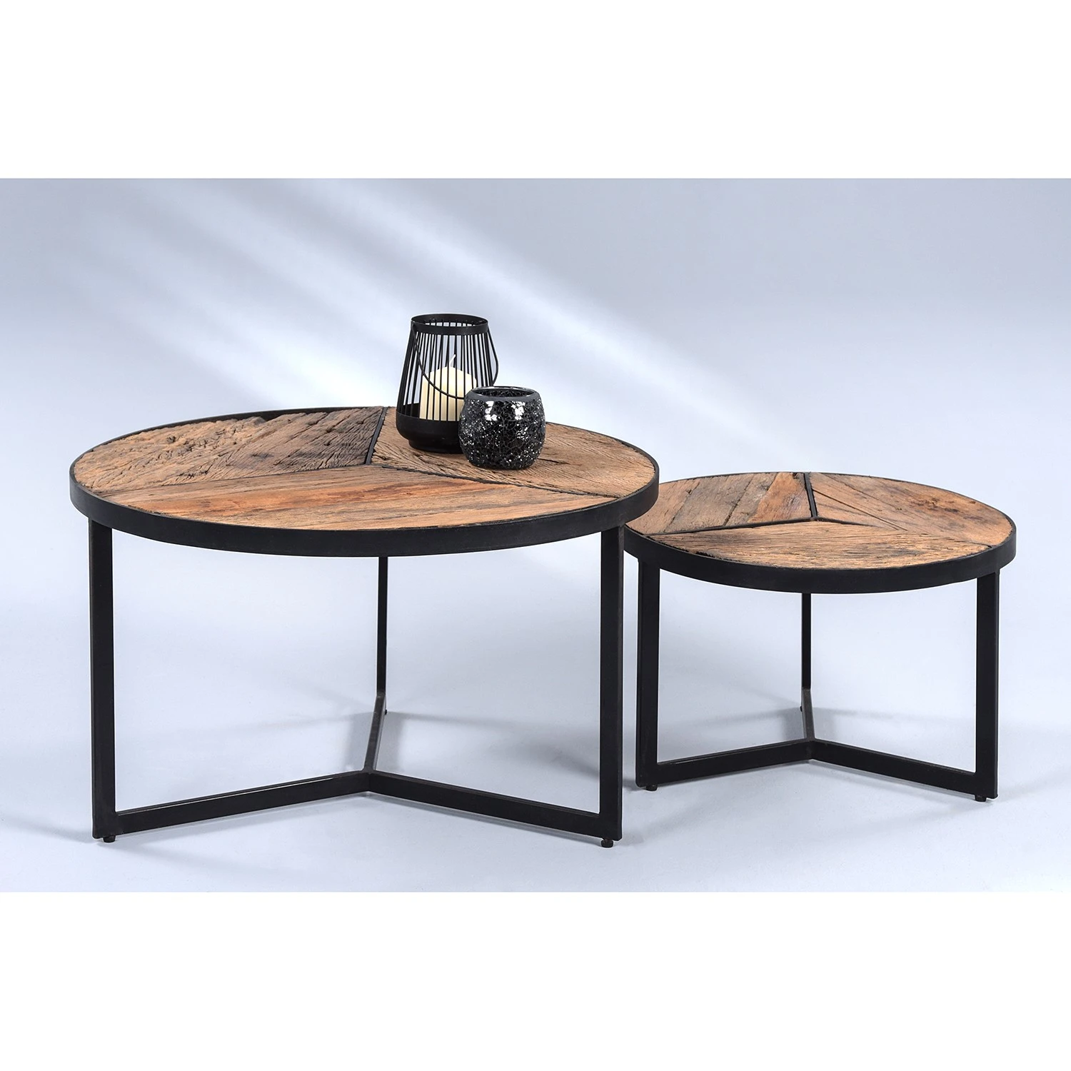 Red Living Couchtisch Mondonville (2er-Set) - Altholz massiv / Metall - Braun / Schwarz 2 Red Living Couchtisch Mondonville (2er-Set) - Altholz massiv / Metall - Braun / Schwarz – Bild 2