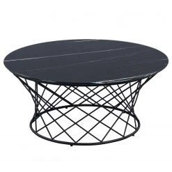 Loftscape Couchtisch La Cellette - Glas / Metall - Marmor Schwarz Dekor / Schwarz