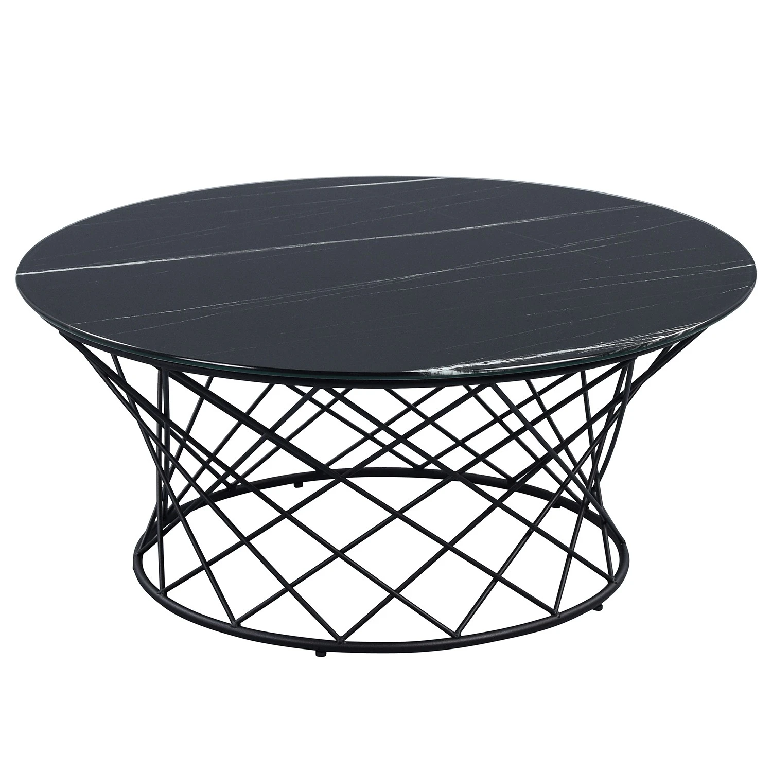 Loftscape Couchtisch La Cellette - Glas / Metall - Marmor Schwarz Dekor / Schwarz 1 Loftscape Couchtisch La Cellette - Glas / Metall - Marmor Schwarz Dekor / Schwarz