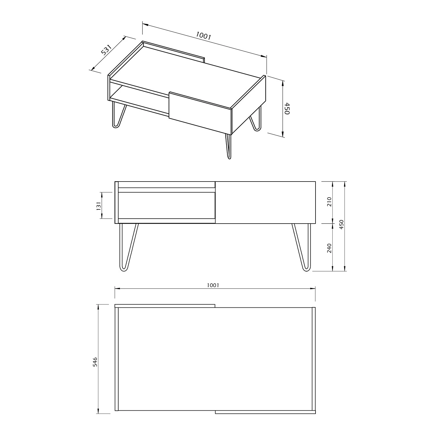 Temahome Couchtisch Nina - Echtholzfurnier / Metall - Eiche / Weiß 6 Temahome Couchtisch Nina - Echtholzfurnier / Metall - Eiche / Weiß – Bild 6