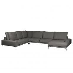 Bizzarto Wohnlandschaft Penda - Webstoff Sogol: Dunkelgrau - Longchair davorstehend rechts