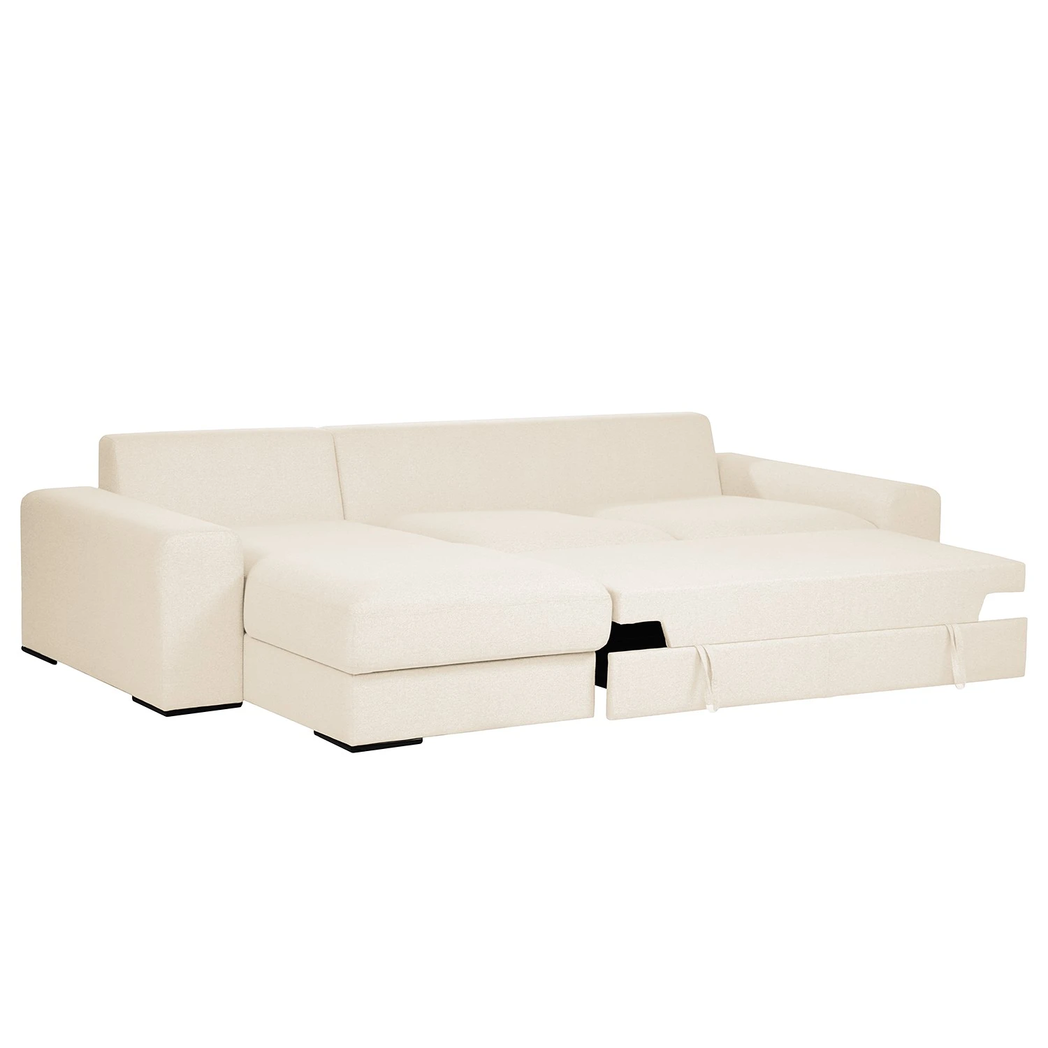 Bizzarto Ecksofa Gurabo I - Webstoff Sogol: Creme - Longchair davorstehend links - Mit Schlaffunktion 2 Bizzarto Ecksofa Gurabo I - Webstoff Sogol: Creme - Longchair davorstehend links - Mit Schlaffunktion – Bild 2