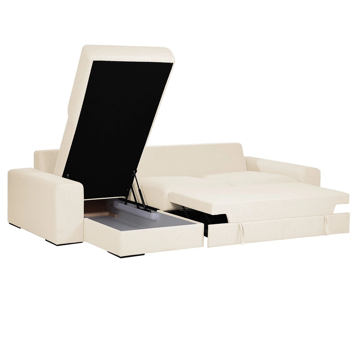 Bizzarto Ecksofa Gurabo I - Webstoff Sogol: Creme - Longchair davorstehend links - Mit Schlaffunktion 3 Bizzarto Ecksofa Gurabo I - Webstoff Sogol: Creme - Longchair davorstehend links - Mit Schlaffunktion – Bild 3