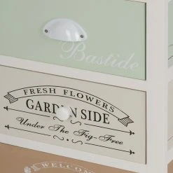 Ridgevalley Kommode Le Merlan - Paulownia massiv - Weiß / Mehrfarbig - Höhe: 72 cm -Wohnzimmermöbel boutique en ligne 1000257198 210430 13003100071 DETAILS P000000001000257198