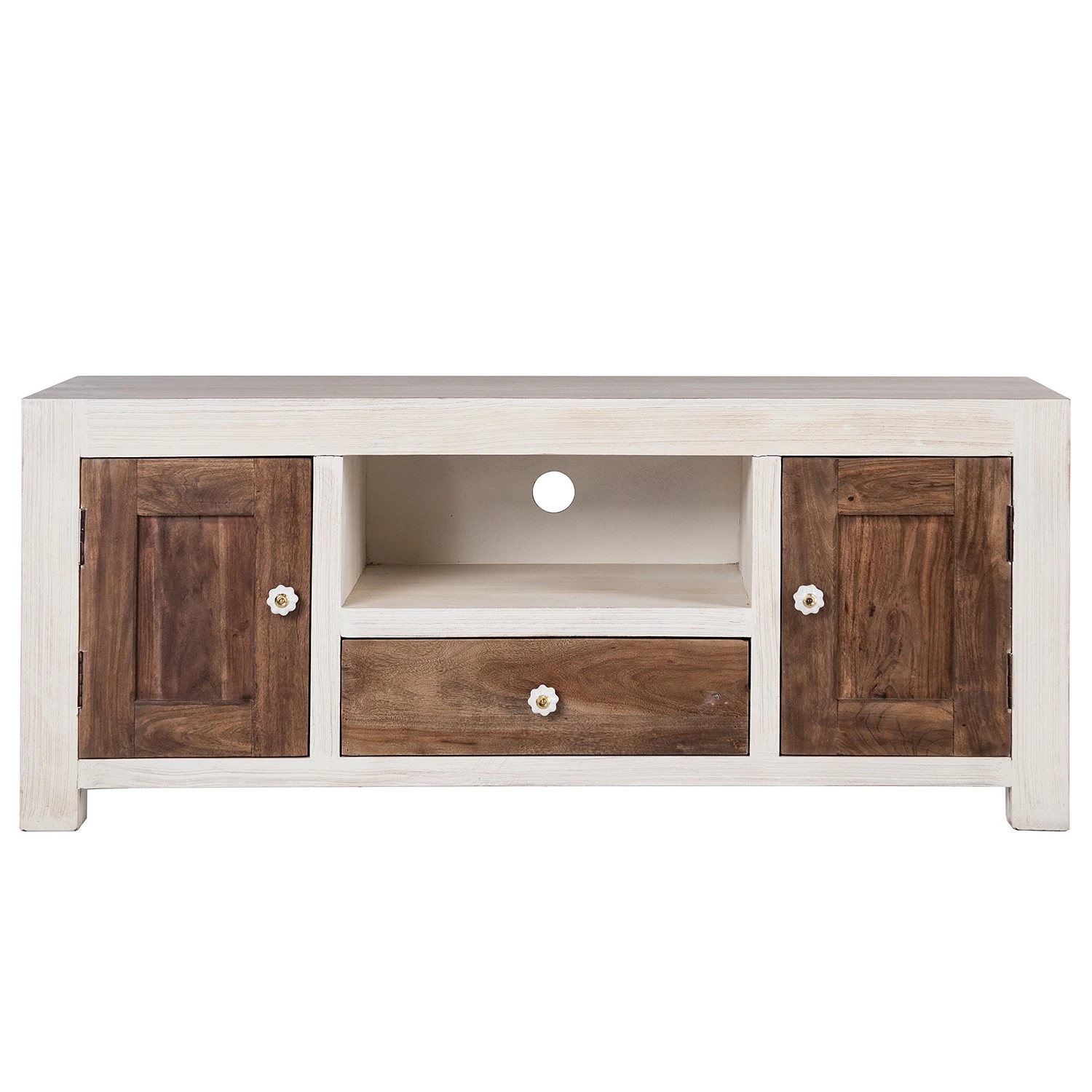 Wolf-Möbel TV-Lowboard Maison - Akazie massiv - Akazie Stone / Antik Weiß 3 Wolf-Möbel TV-Lowboard Maison - Akazie massiv - Akazie Stone / Antik Weiß – Bild 3