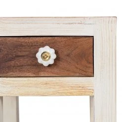 Wolf-Möbel Beistelltisch Maison - Akazie massiv - Akazie Stone / Antik Weiß - Höhe: 60 cm -Wohnzimmermöbel boutique en ligne 1000257241 220407 060 DETAILS P000000001000257241