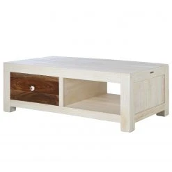 Wolf-Möbel Couchtisch Maison - Akazie massiv - Akazie Stone / Antik Weiß