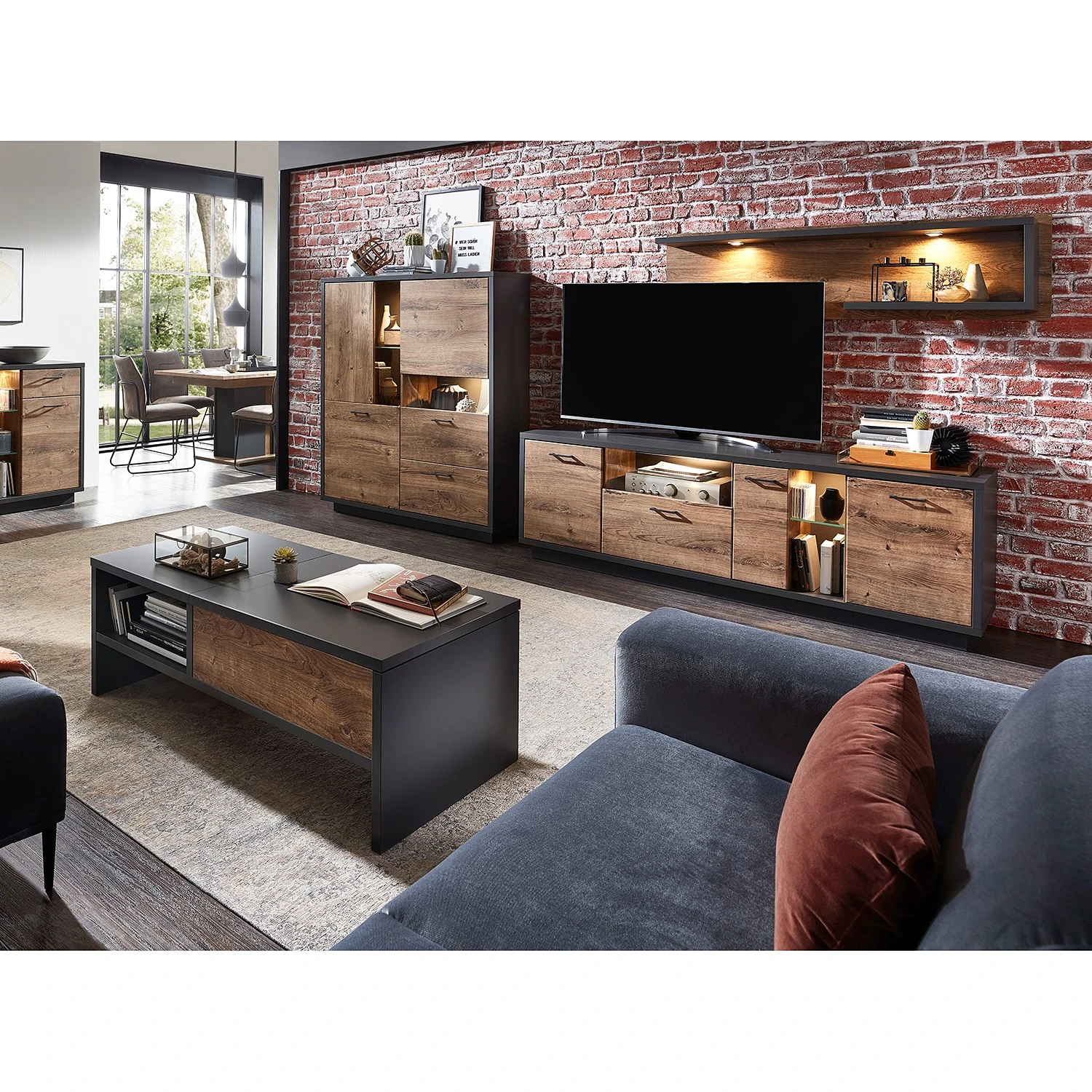 Red Living TV-Lowboard Batey - Haveleiche Dekor / Graphit 4 Red Living TV-Lowboard Batey - Haveleiche Dekor / Graphit – Bild 4