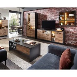 Red Living Wandregal Batey II - inkl. Beleuchtung - Haveleiche Dekor / Graphit -Wohnzimmermöbel boutique en ligne 1000257541 210413 13402500027 MOOD DETAILS P000000001000257541 mood