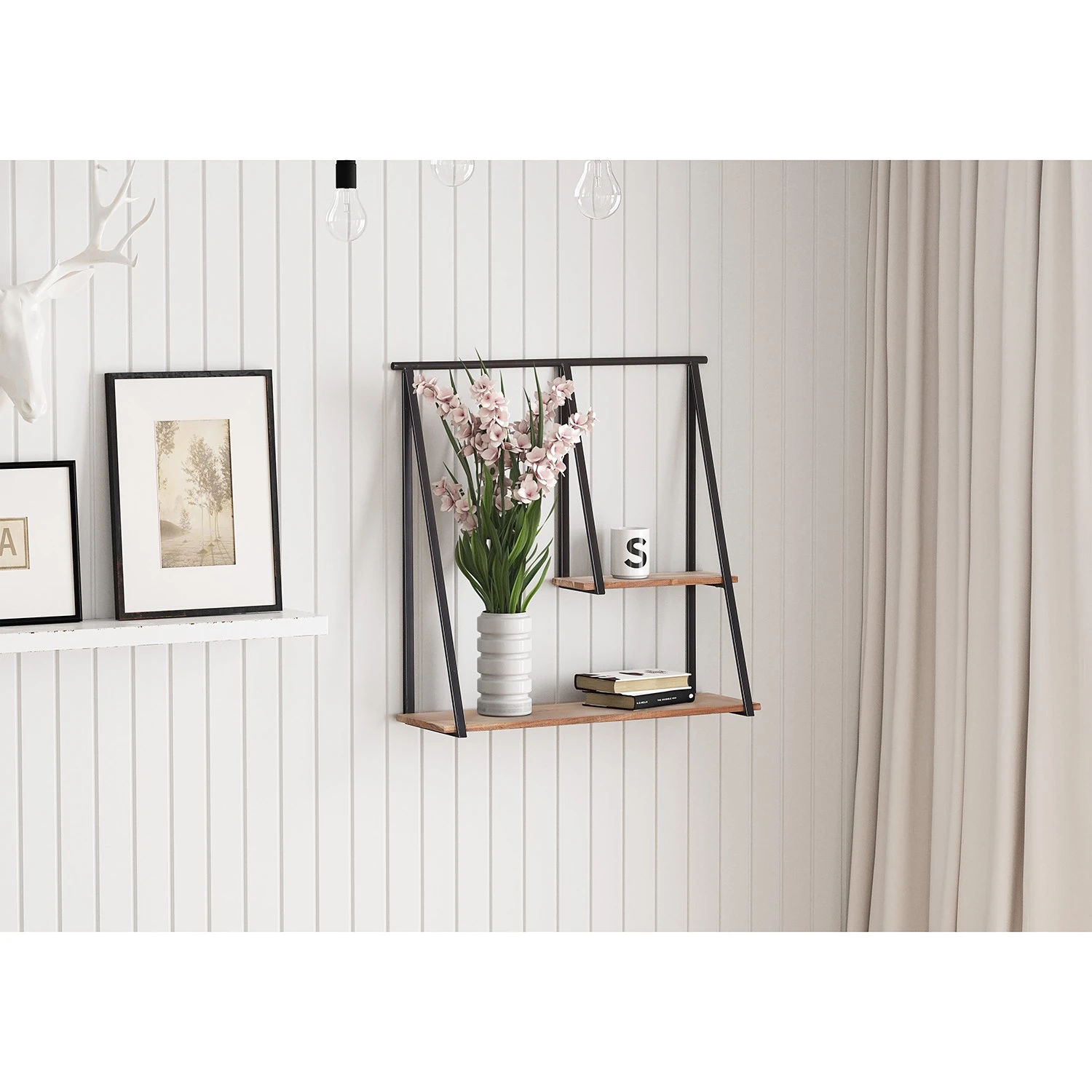 Red Living Wandregal Haina - Akazie massiv / Metall - Akazie / Anthrazit 2 Red Living Wandregal Haina - Akazie massiv / Metall - Akazie / Anthrazit – Bild 2