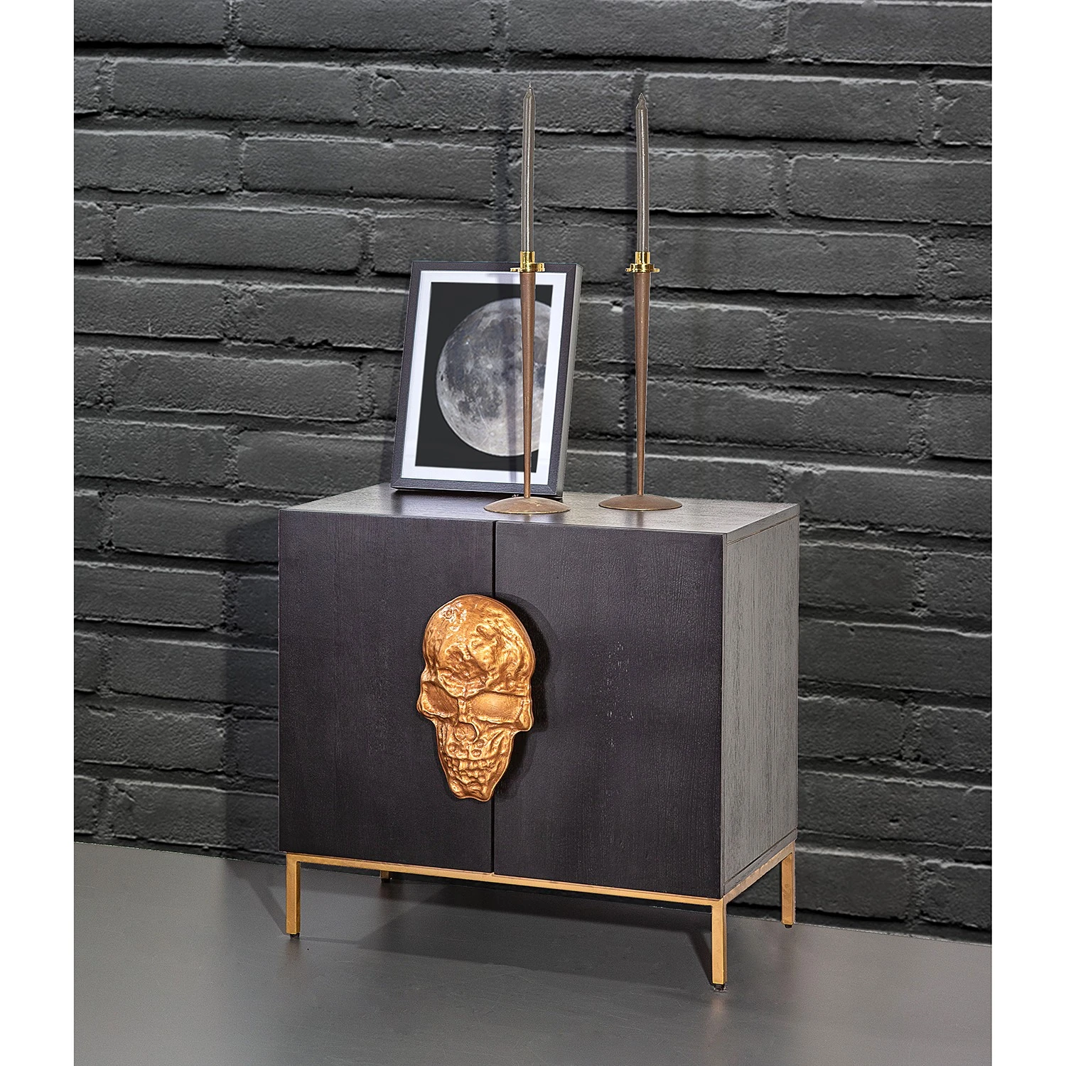 Red Living Kommode Worland II - Echtholzfurnier / Metall - Eiche Schwarz / Gold 4 Red Living Kommode Worland II - Echtholzfurnier / Metall - Eiche Schwarz / Gold – Bild 4