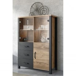 Red Living Wohnwand Velleron I (4-teilig) - Fichte Dekor / Matt Schwarz -Wohnzimmermöbel boutique en ligne 1000259841 210602 07383500002 MOOD DETAILS P000000001000259841 mood