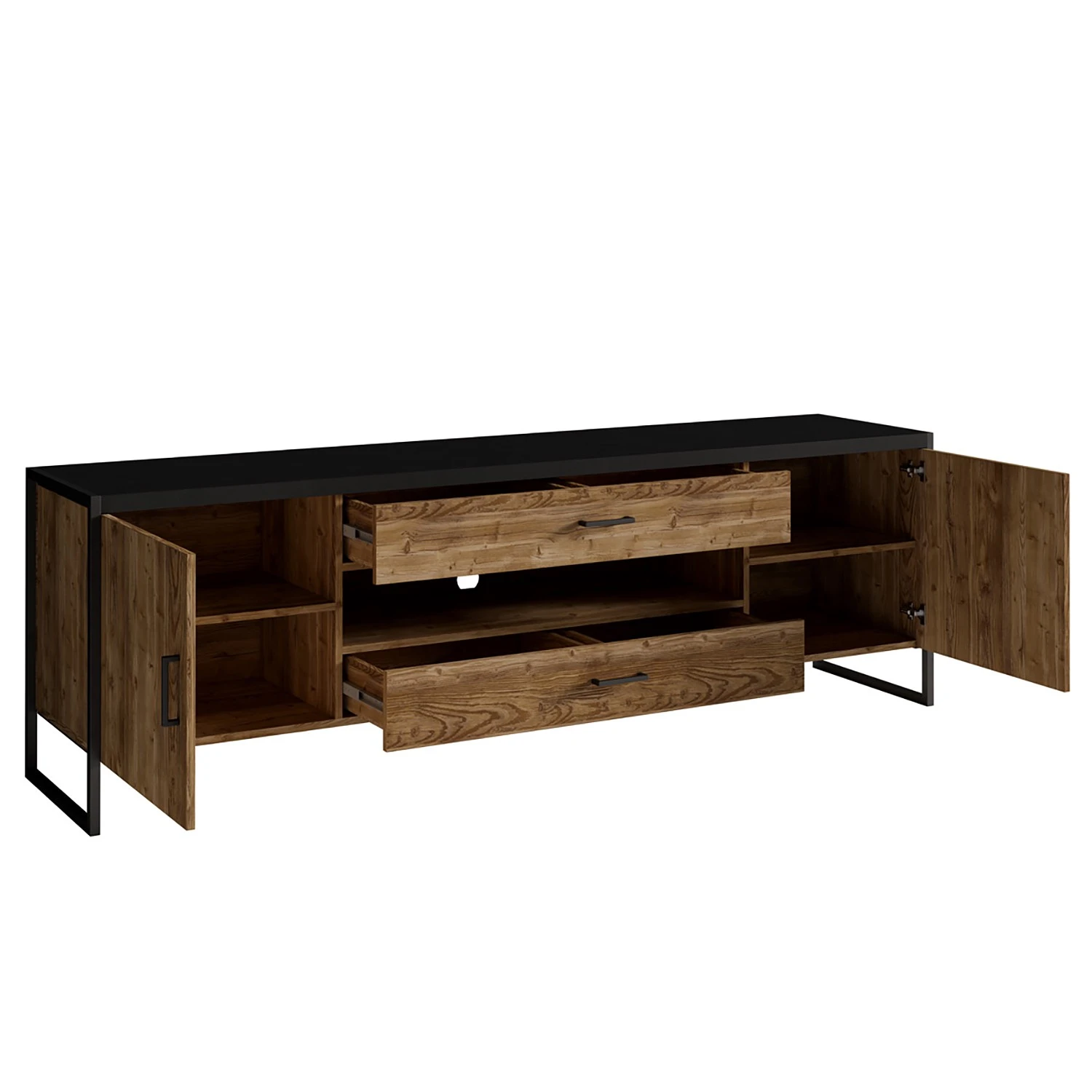 Red Living Wohnwand Turriers (3-teilig) - Fichte Dekor / Matt Schwarz 8 Red Living Wohnwand Turriers (3-teilig) - Fichte Dekor / Matt Schwarz – Bild 8