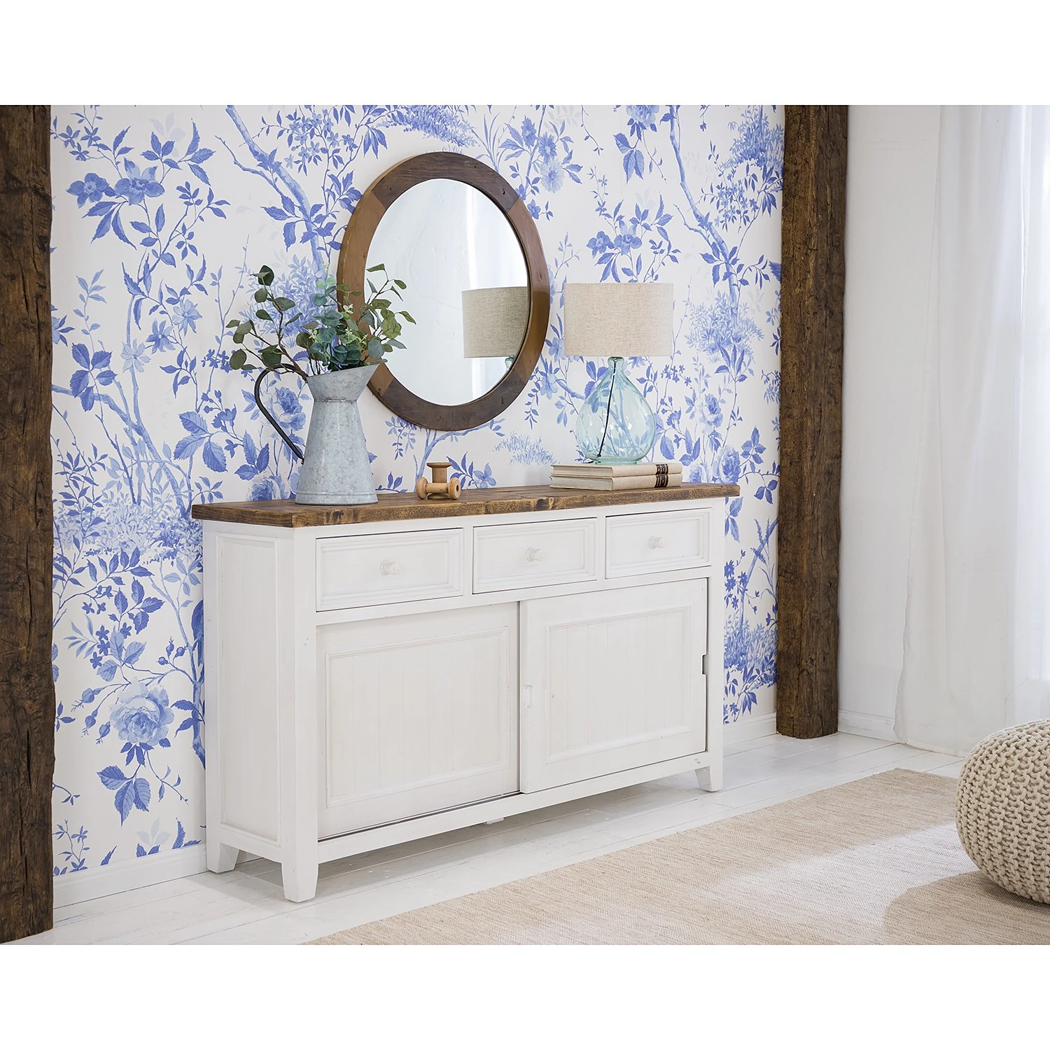 Maison Belfort Sideboard Balignton - Kiefer massiv - Kiefer / Weiß 2 Maison Belfort Sideboard Balignton - Kiefer massiv - Kiefer / Weiß – Bild 2