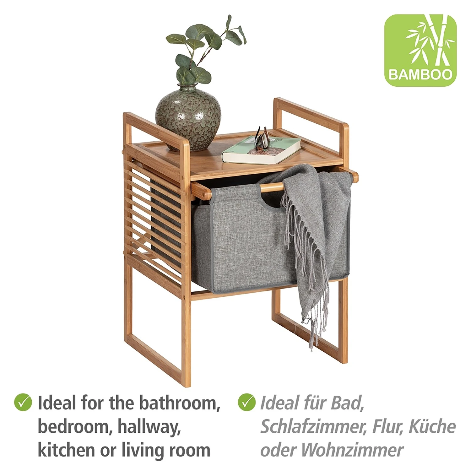 WENKO Beistelltisch Bahari II - Bambus massiv - Bambus / Grau 6 WENKO Beistelltisch Bahari II - Bambus massiv - Bambus / Grau – Bild 6