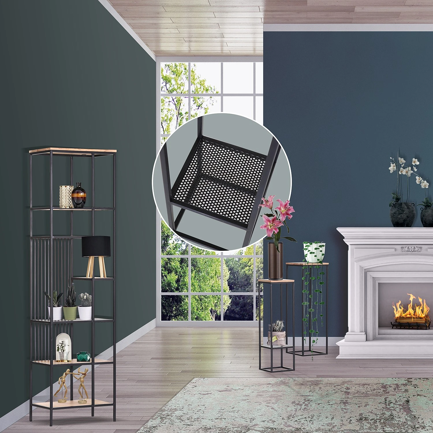 Red Living Regal Uulu III - Akazie massiv / Metall - Akazie / Schwarz 2 Red Living Regal Uulu III - Akazie massiv / Metall - Akazie / Schwarz – Bild 2