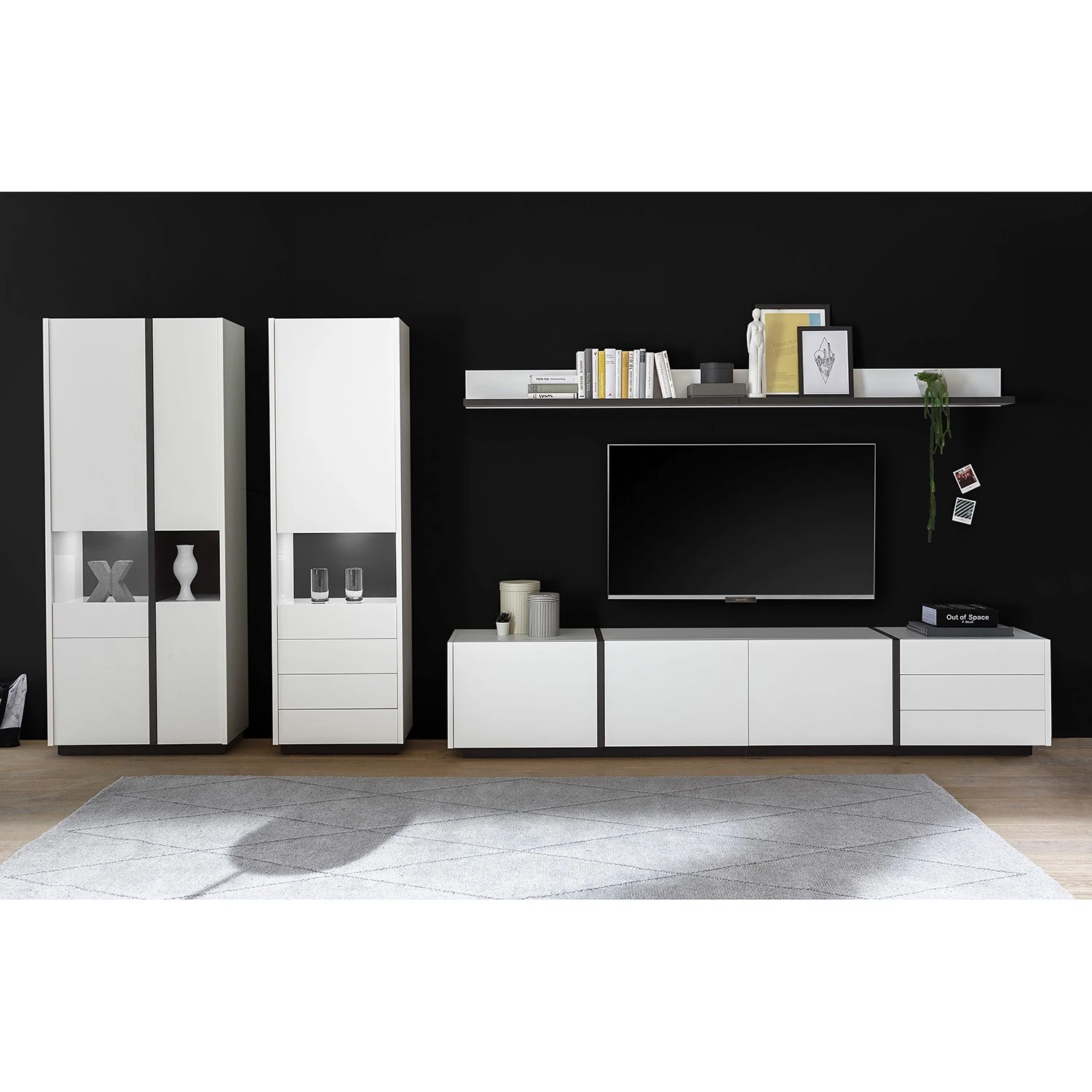 Loftscape Standvitrine Muuga - Weiß / Grau 2 Loftscape Standvitrine Muuga - Weiß / Grau – Bild 2